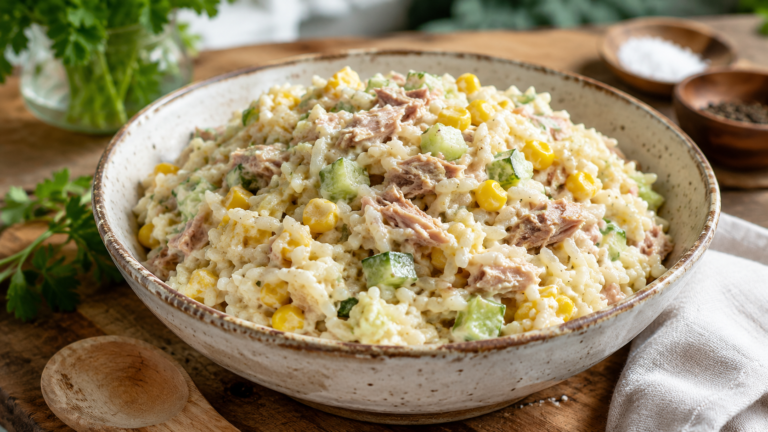 Salade de Riz Crémeuse au Thon & Maïs