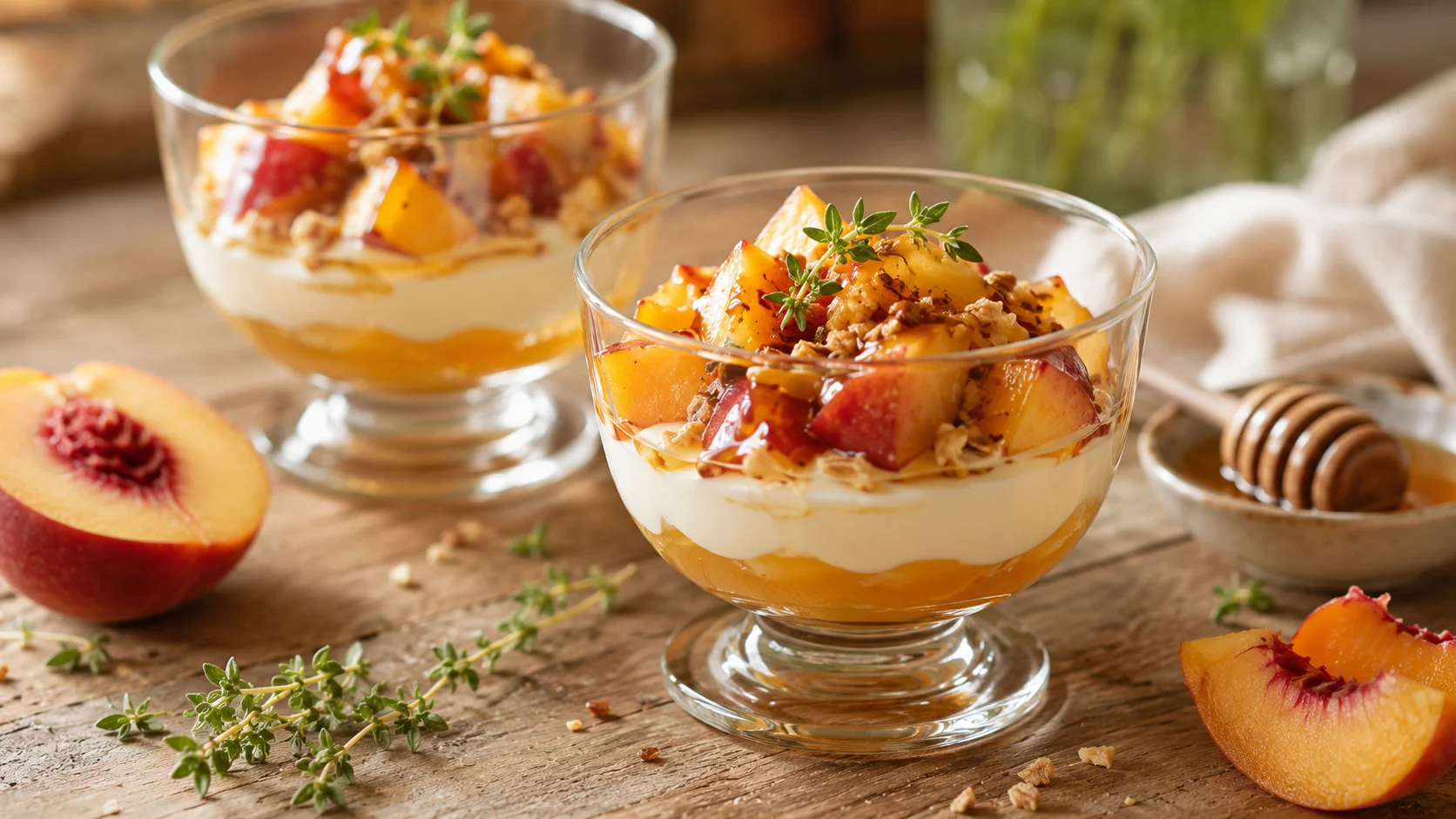Coupe Yaourt Miel Pêche recipe