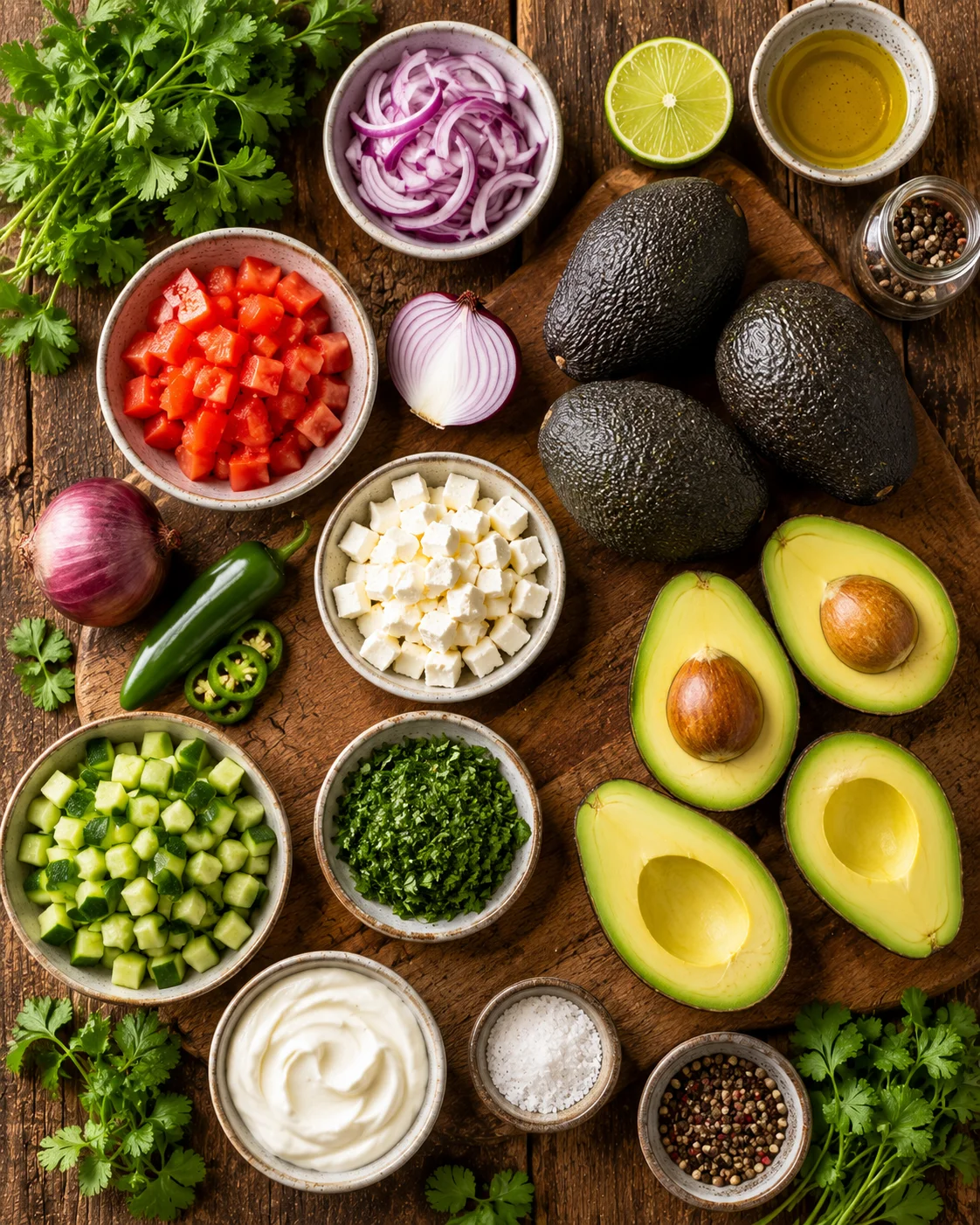 Ingrédients pour préparer une salade avocats farcis