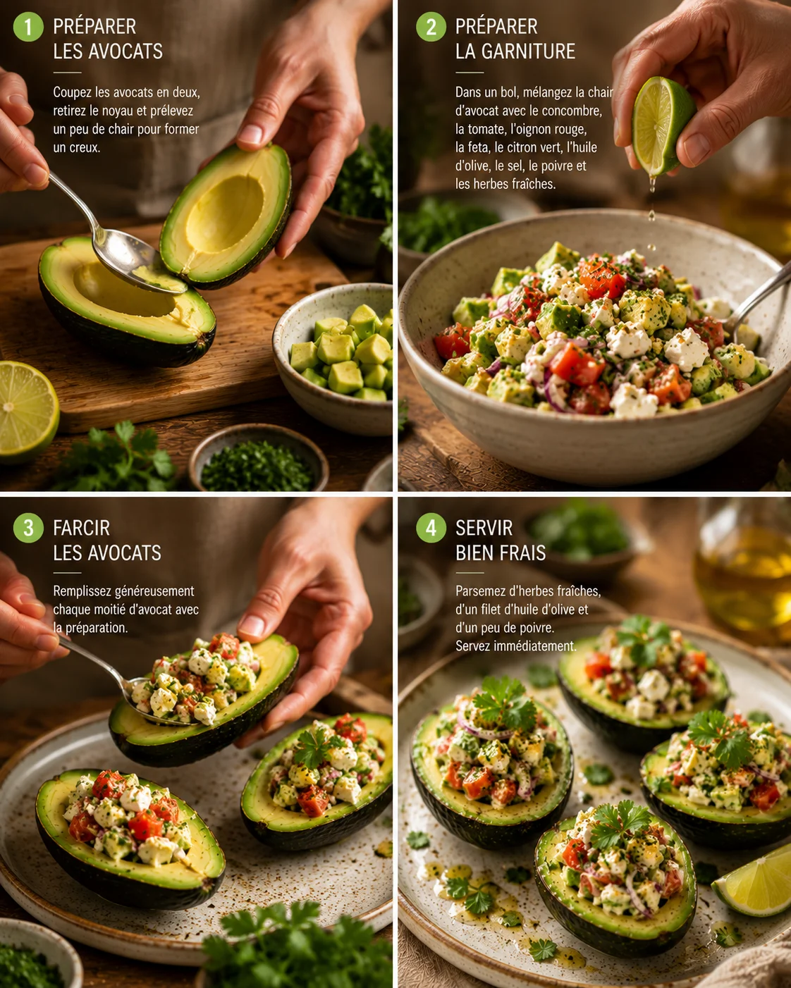 Technique de préparation de la salade avocats farcis étape par étape