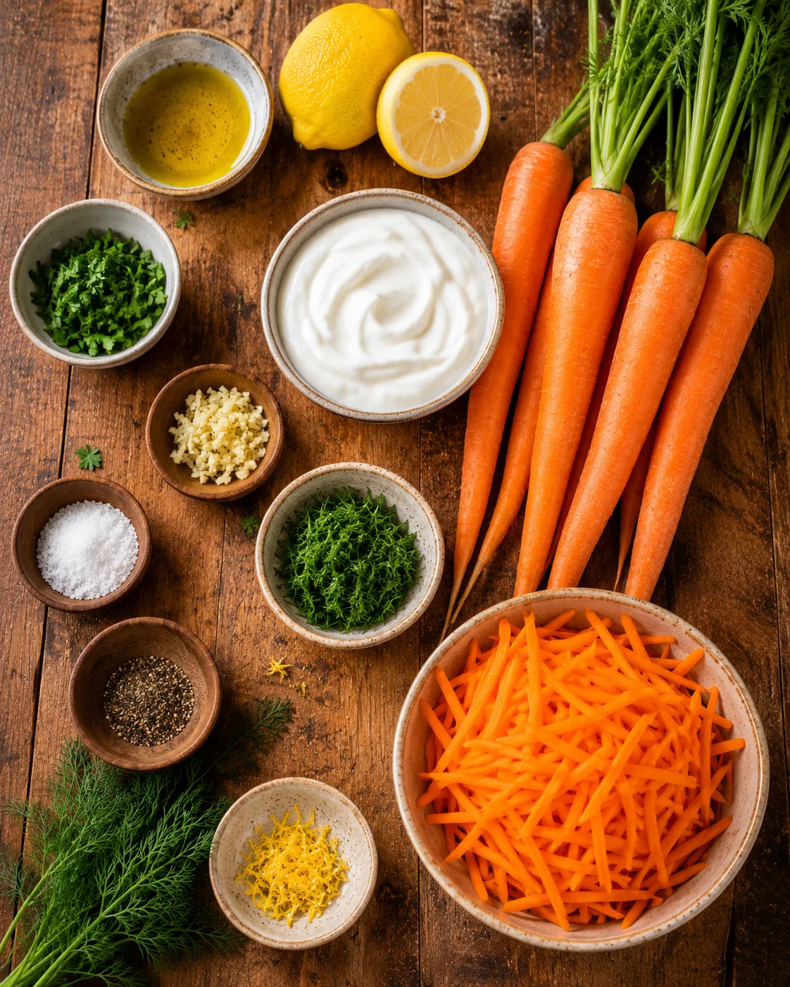 Ingrédients pour la Salade Carottes Yaourt Citron
