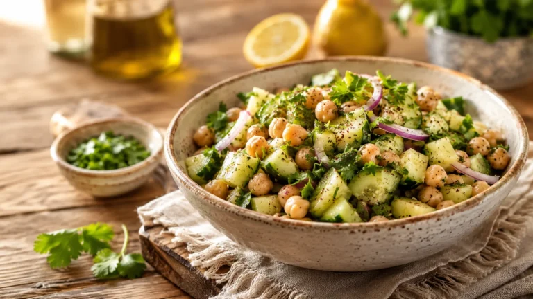 Salade Pois Chiches Concombre recipe