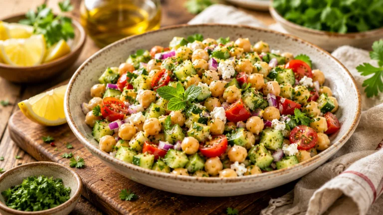 Salade Pois Chiches Concombre recipe