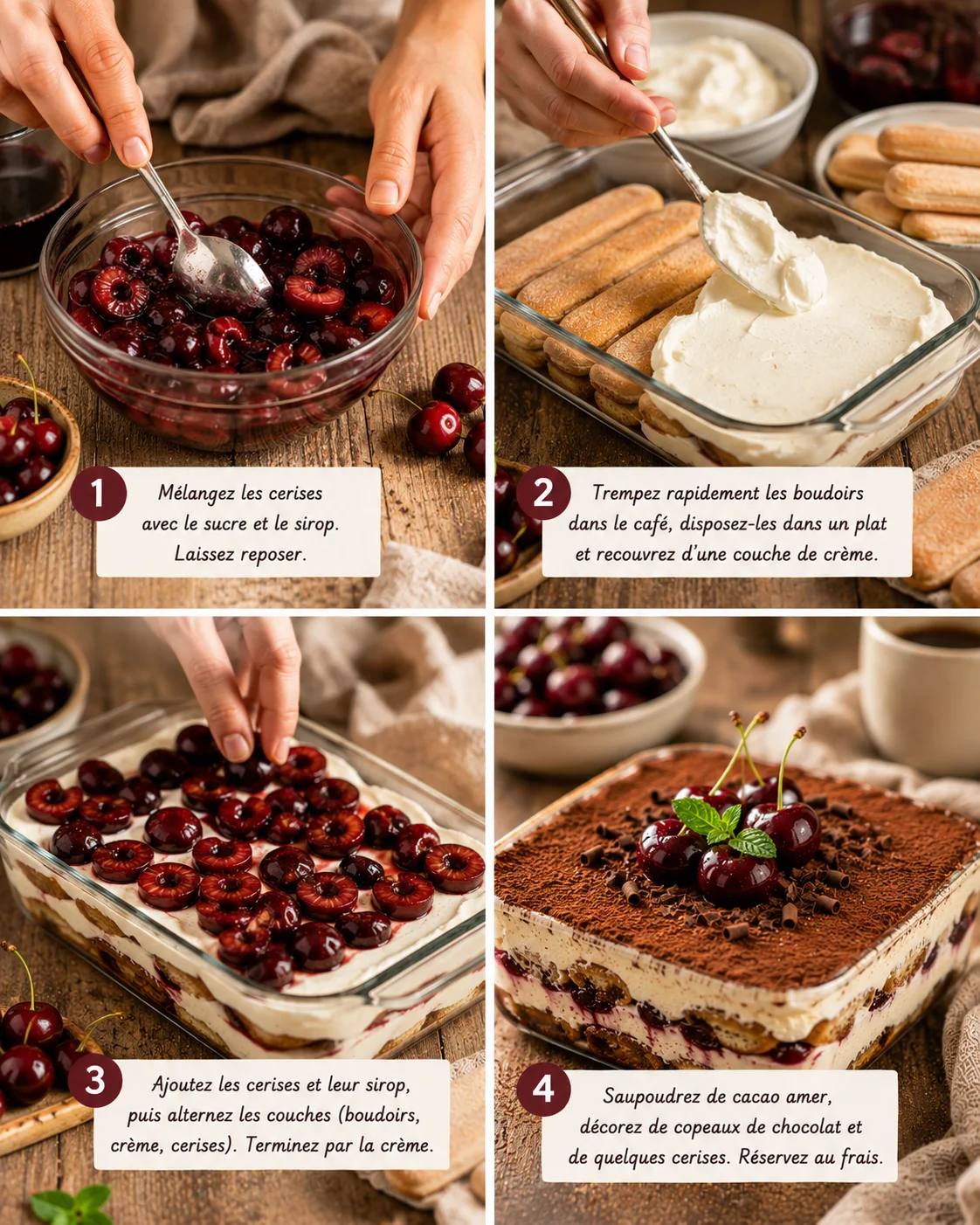Préparation du Tiramisu Cerise Express étape par étape