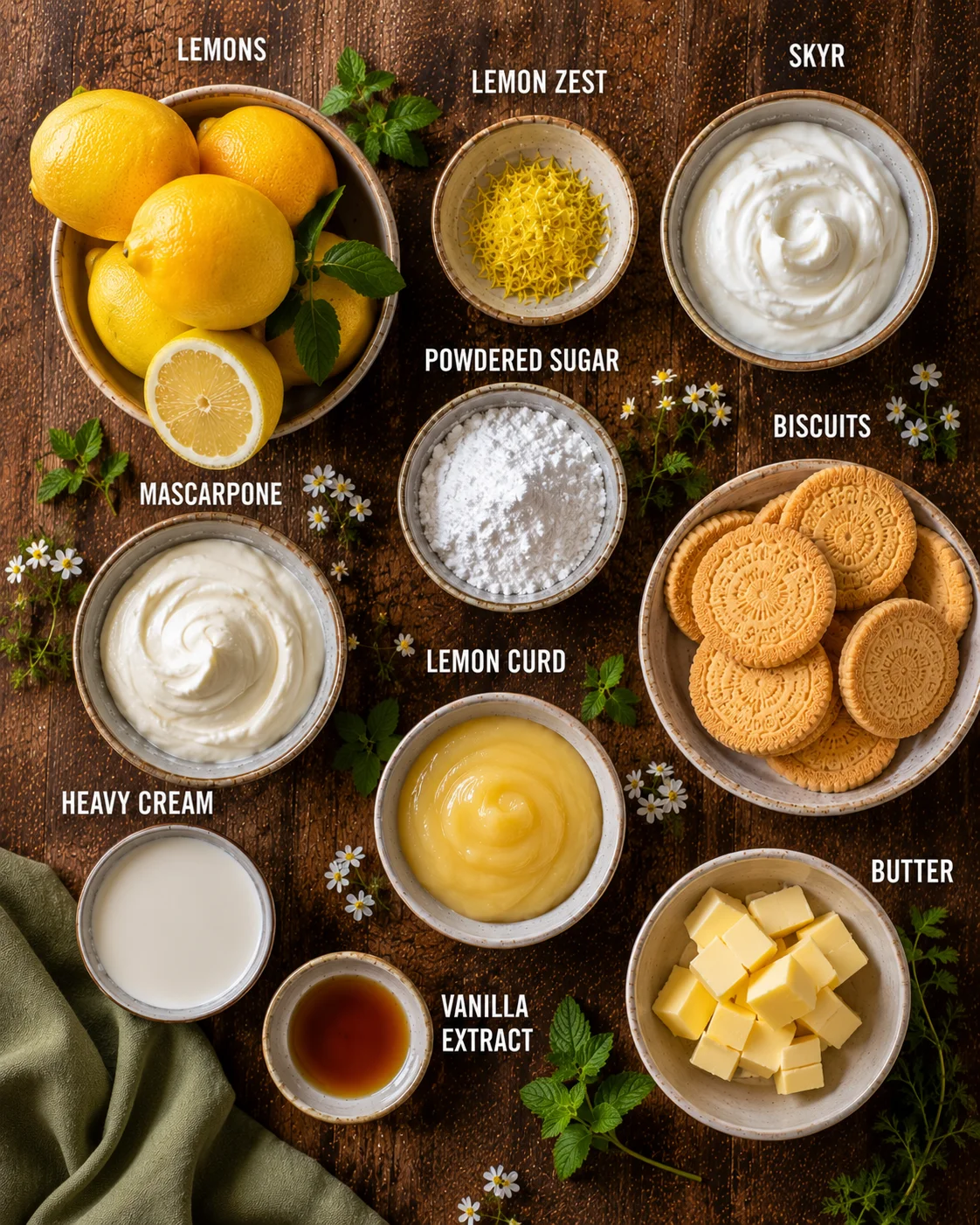 Ingrédients pour la Verrine Citron Biscuit