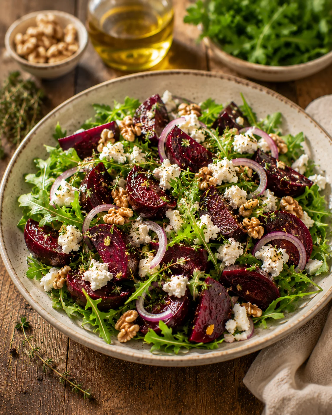 Salade Betteraves Rôties & Chèvre dressée