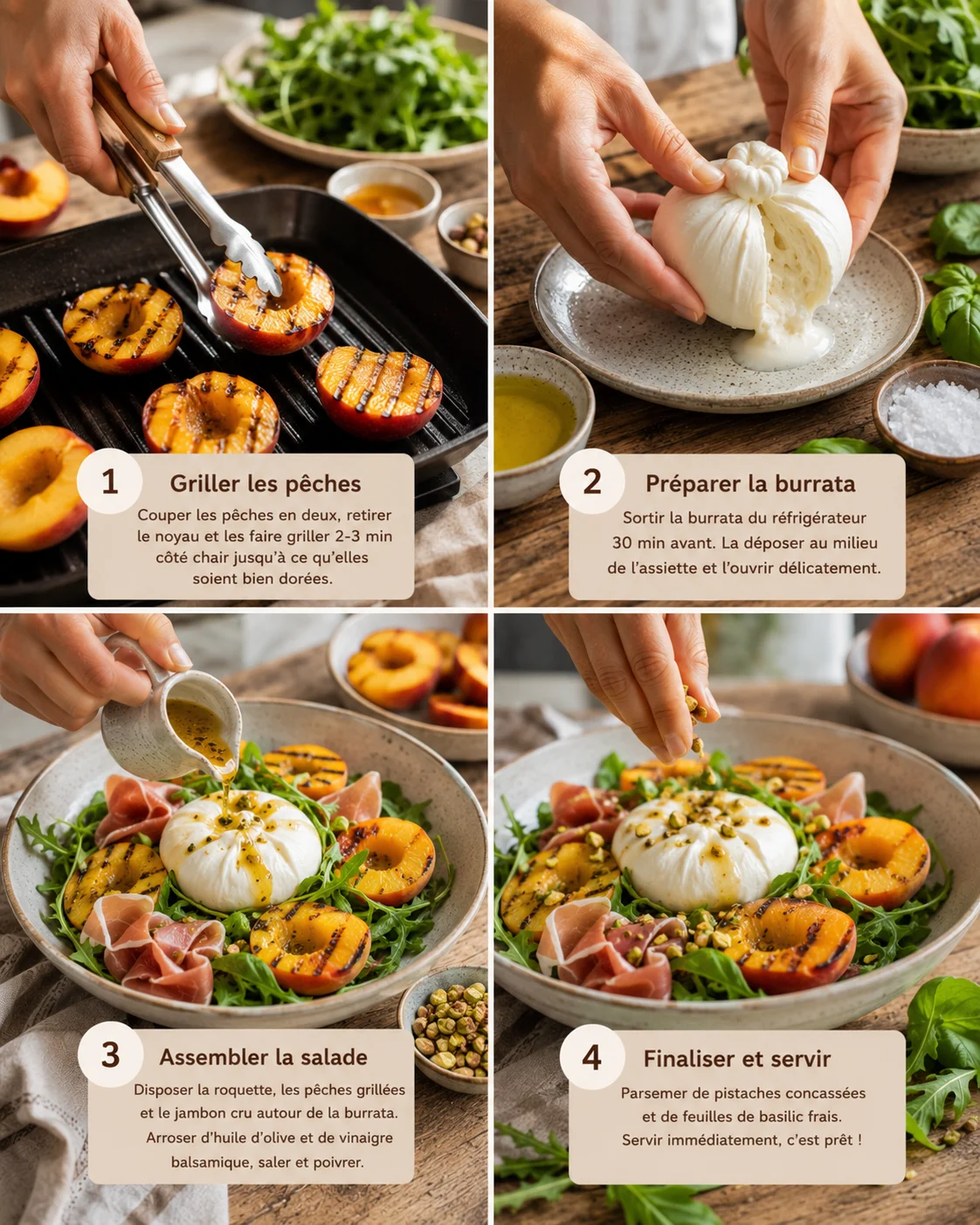 Pêches grillées sur le barbecue pour la Salade Burrata Pêches Grillées étape par étape