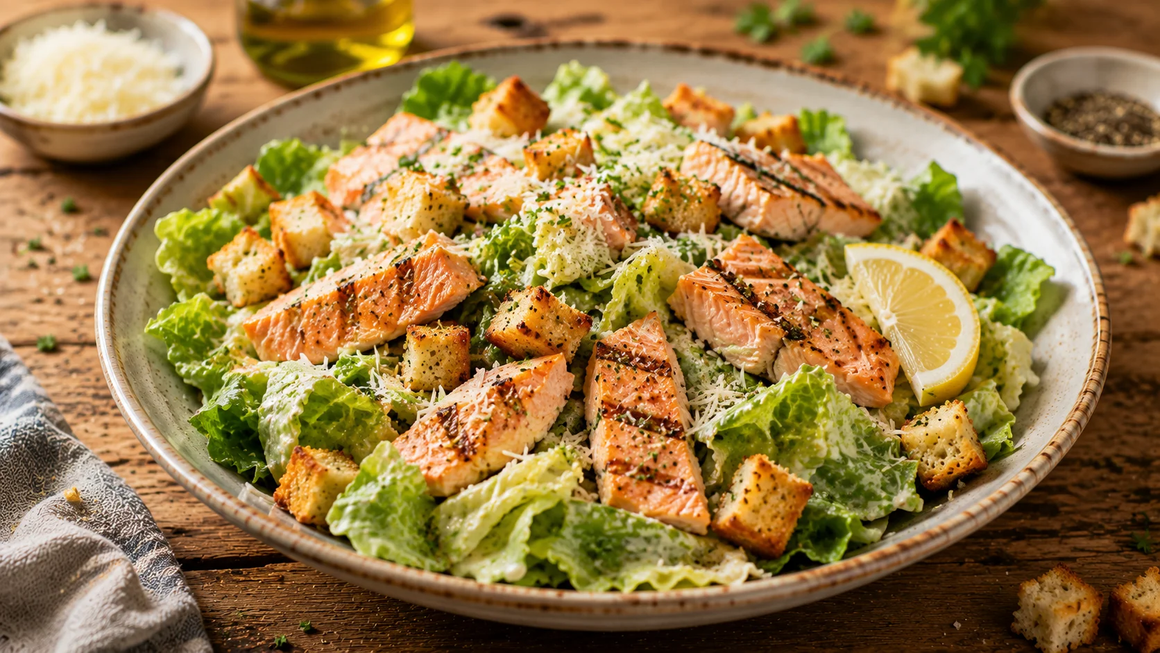 🥗 Salade César au Saumon Grillé recipe