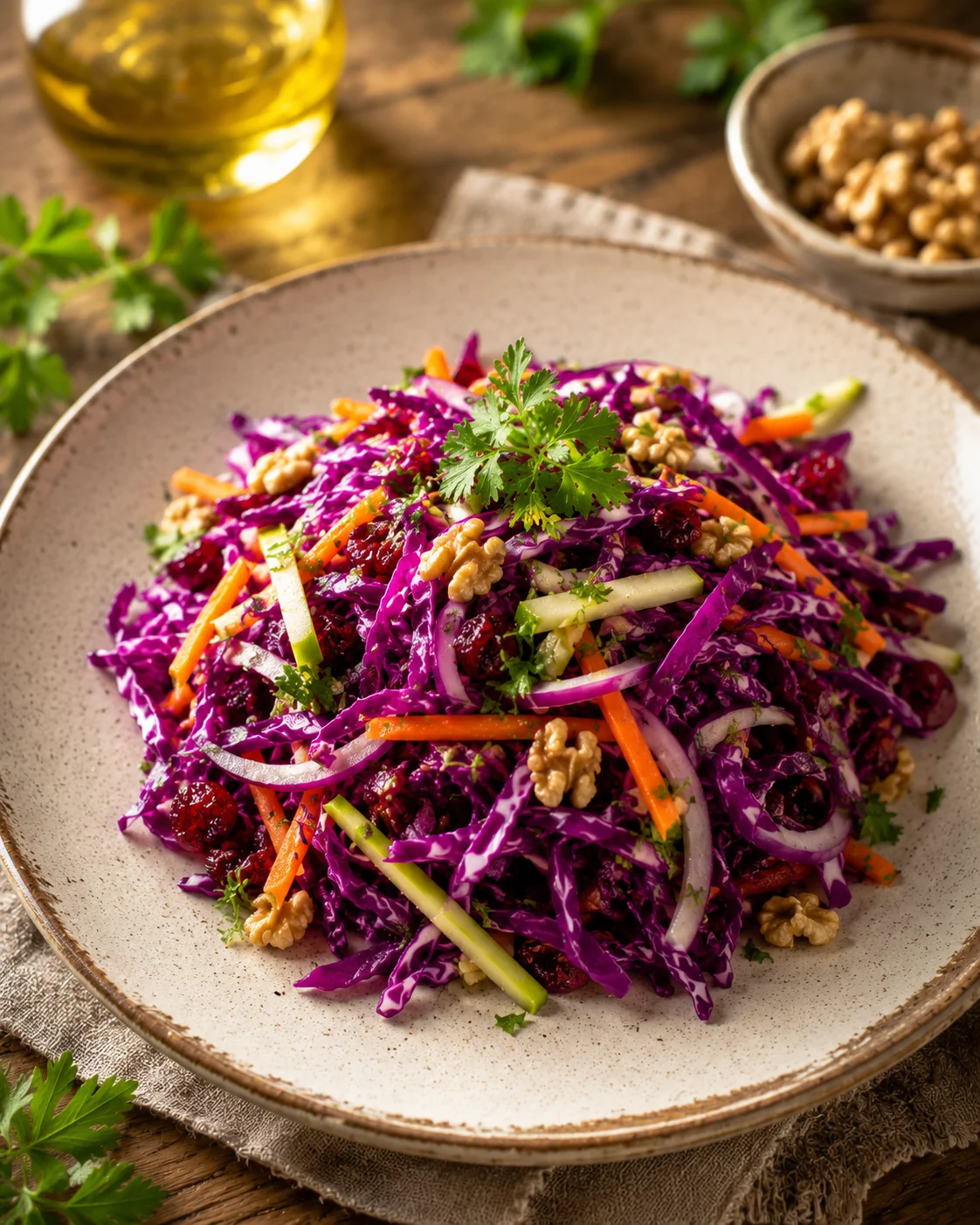 Salade Chou Rouge Croquant servie dans un grand bol