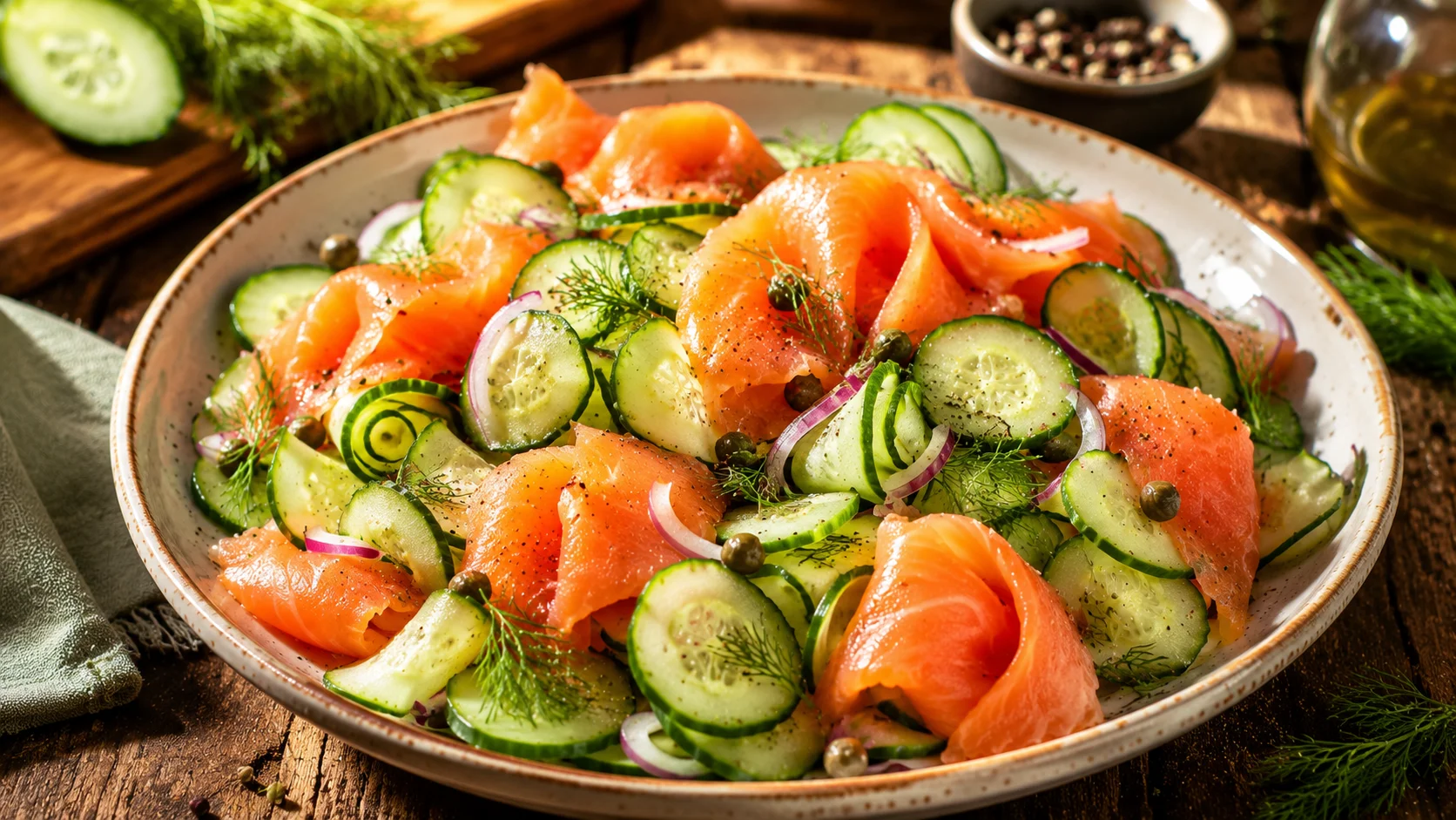🥗 Salade Concombre Saumon Fumé recipe