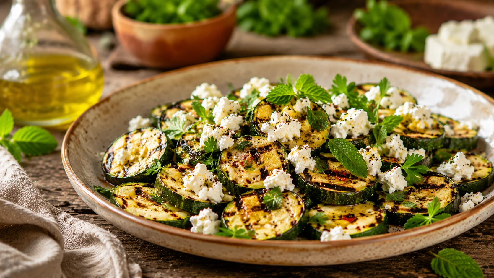 Salade Courgettes Grillées Feta recipe