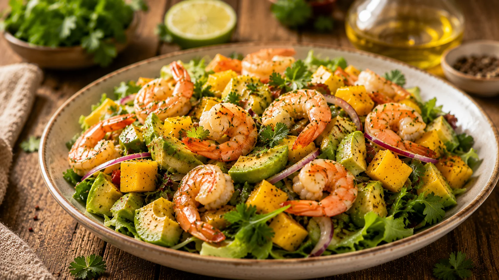 Salade Crevettes Mangue Avocat recipe