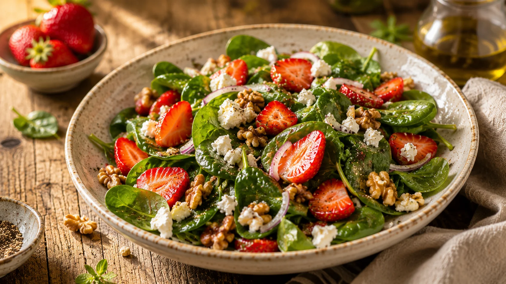 🥗 Salade Épinards Fraises & Noix recipe