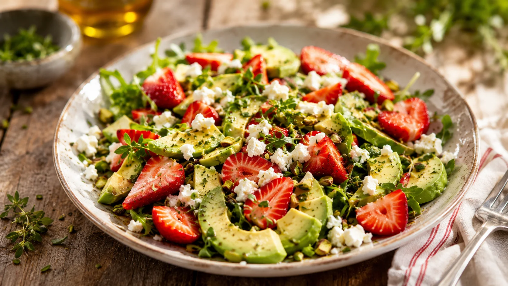 Salade Fraises Avocat & Feta recipe
