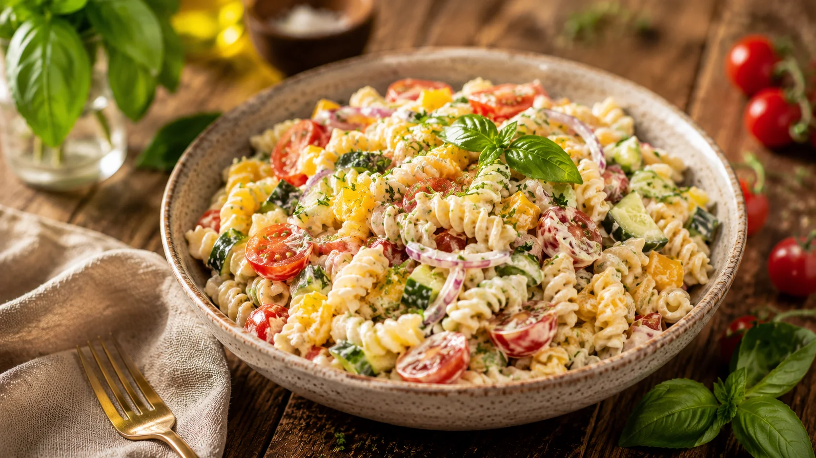 Salade Fusilli Crémeuse Été recipe
