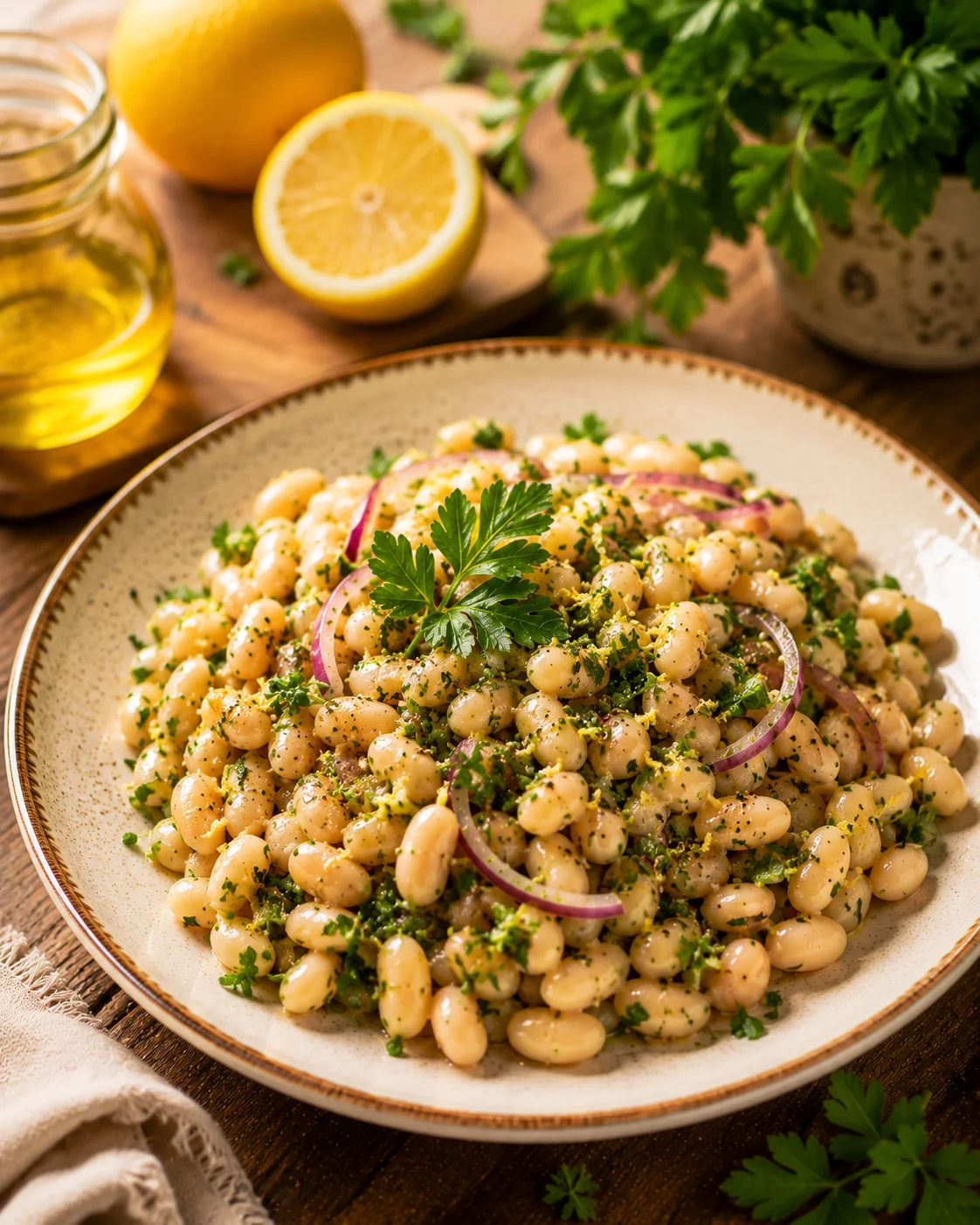Salade Haricots Blancs Citron & Herbes servie