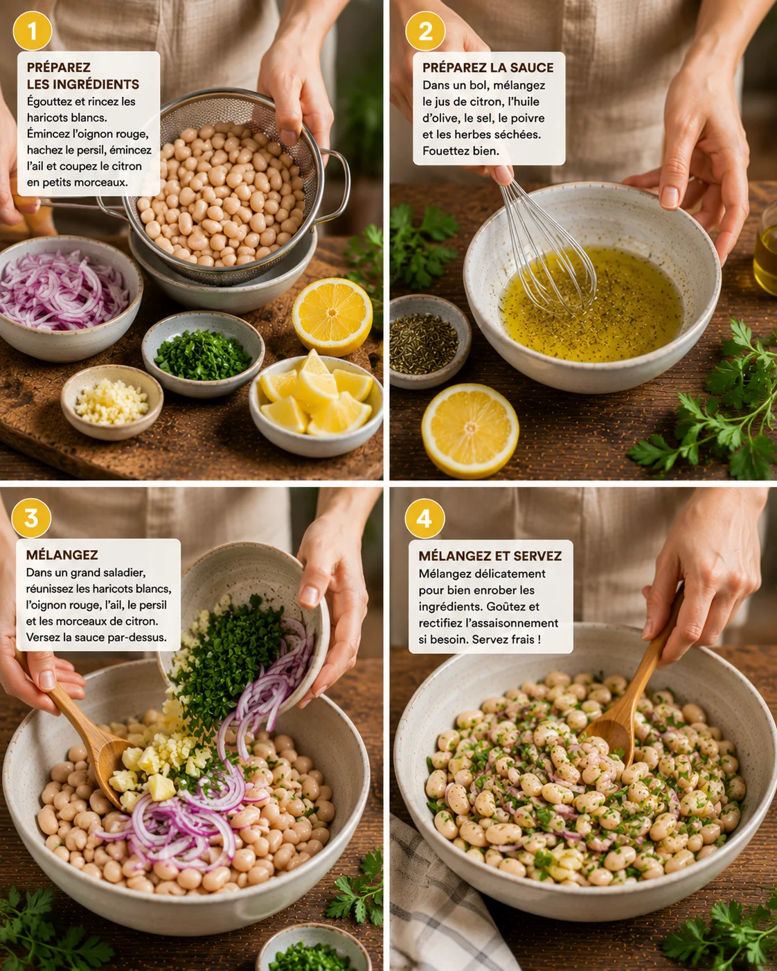 Salade Haricots Blancs Citron préparation étape par étape