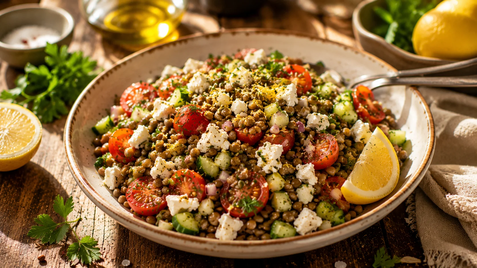 🥗 Salade Lentilles Feta Citron recipe