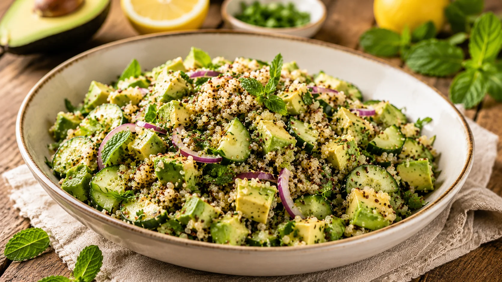 Salade Quinoa Avocat Concombre recipe