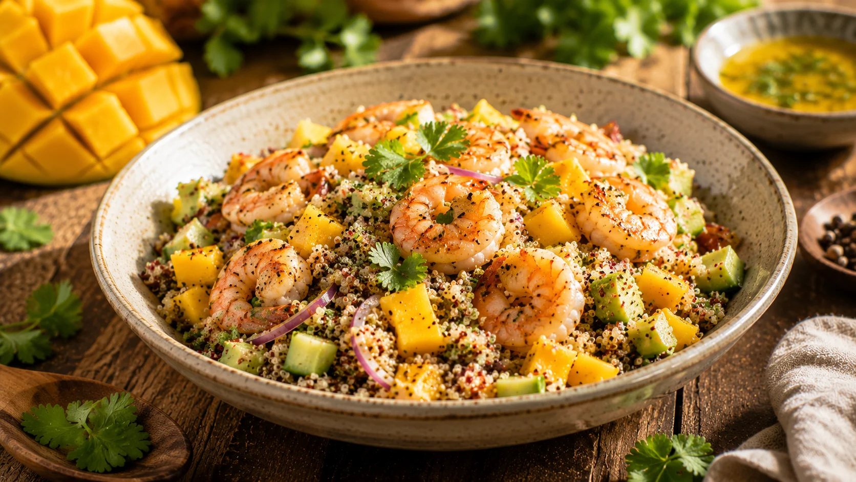 🥗 Salade Quinoa Mangue & Crevettes recipe