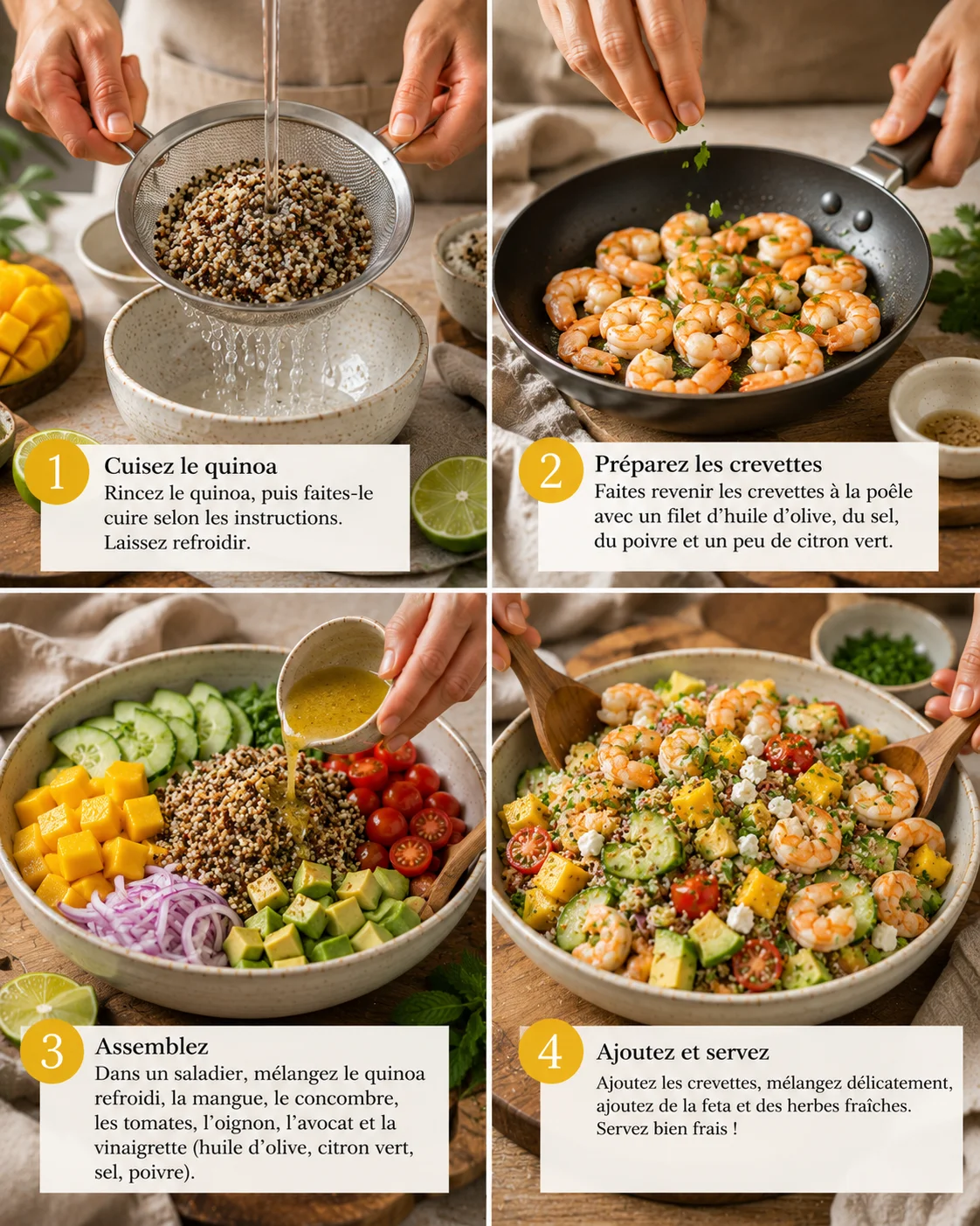 🥗 Salade Quinoa Mangue & Crevettes step by step