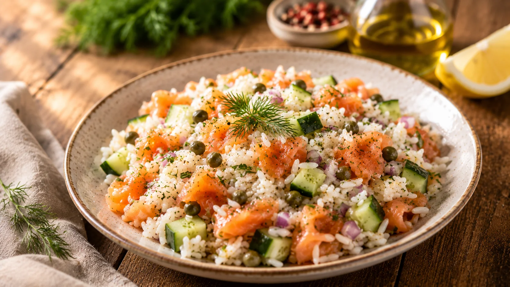 Salade Riz Saumon Fumé recipe
