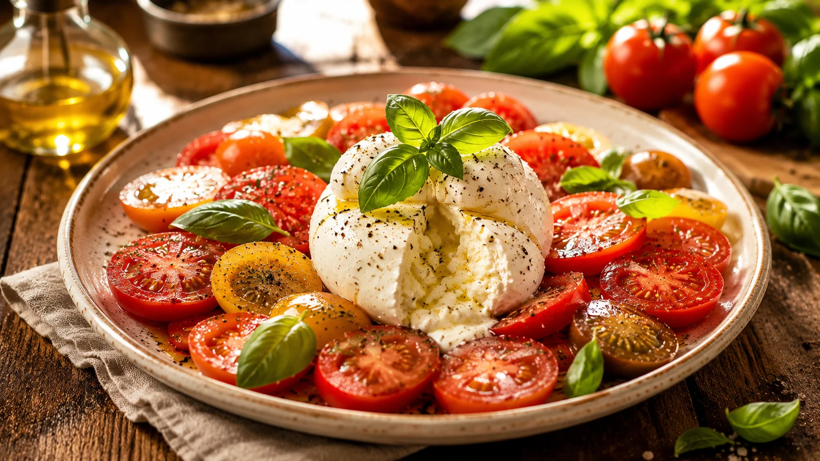 🥗 Salade Tomates Burrata Basilic recipe