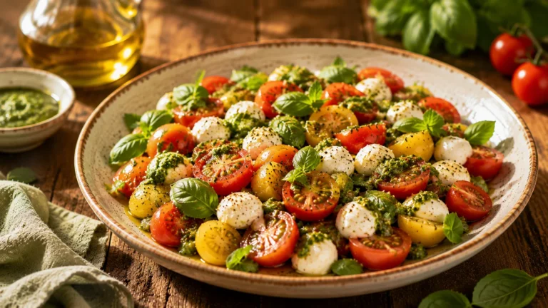 Salade Tomates Cerises Mozzarella & Pesto Crémeux recipe