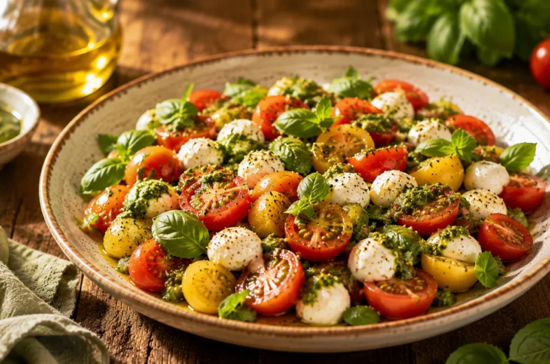 Salade Tomates Cerises Mozzarella & Pesto Crémeux recipe