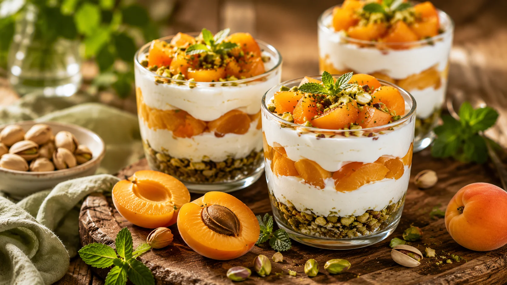 Verrines Abricot Skyr & Pistaches recipe