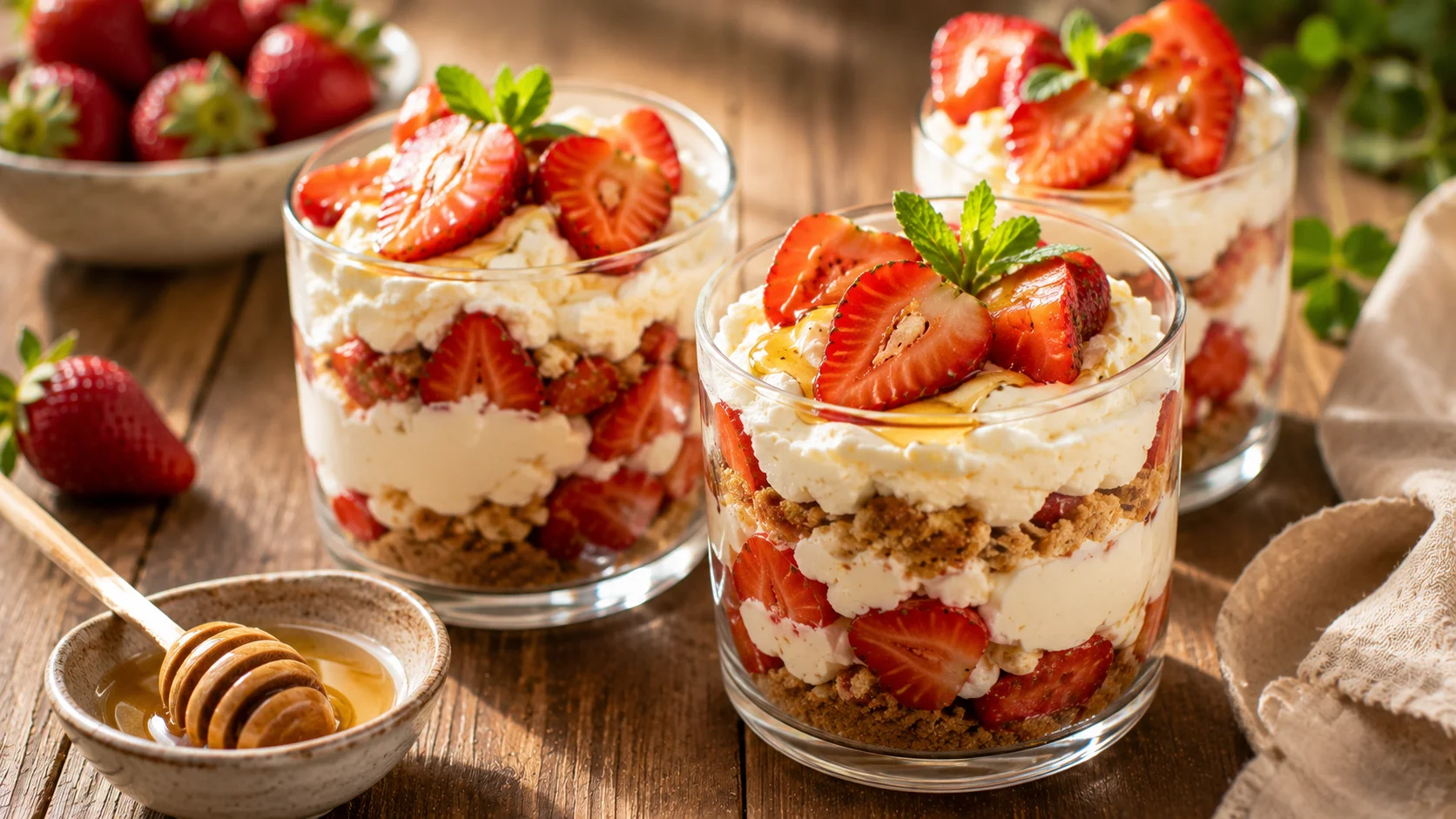 🍓 Verrines Fraises Ricotta & Miel recipe