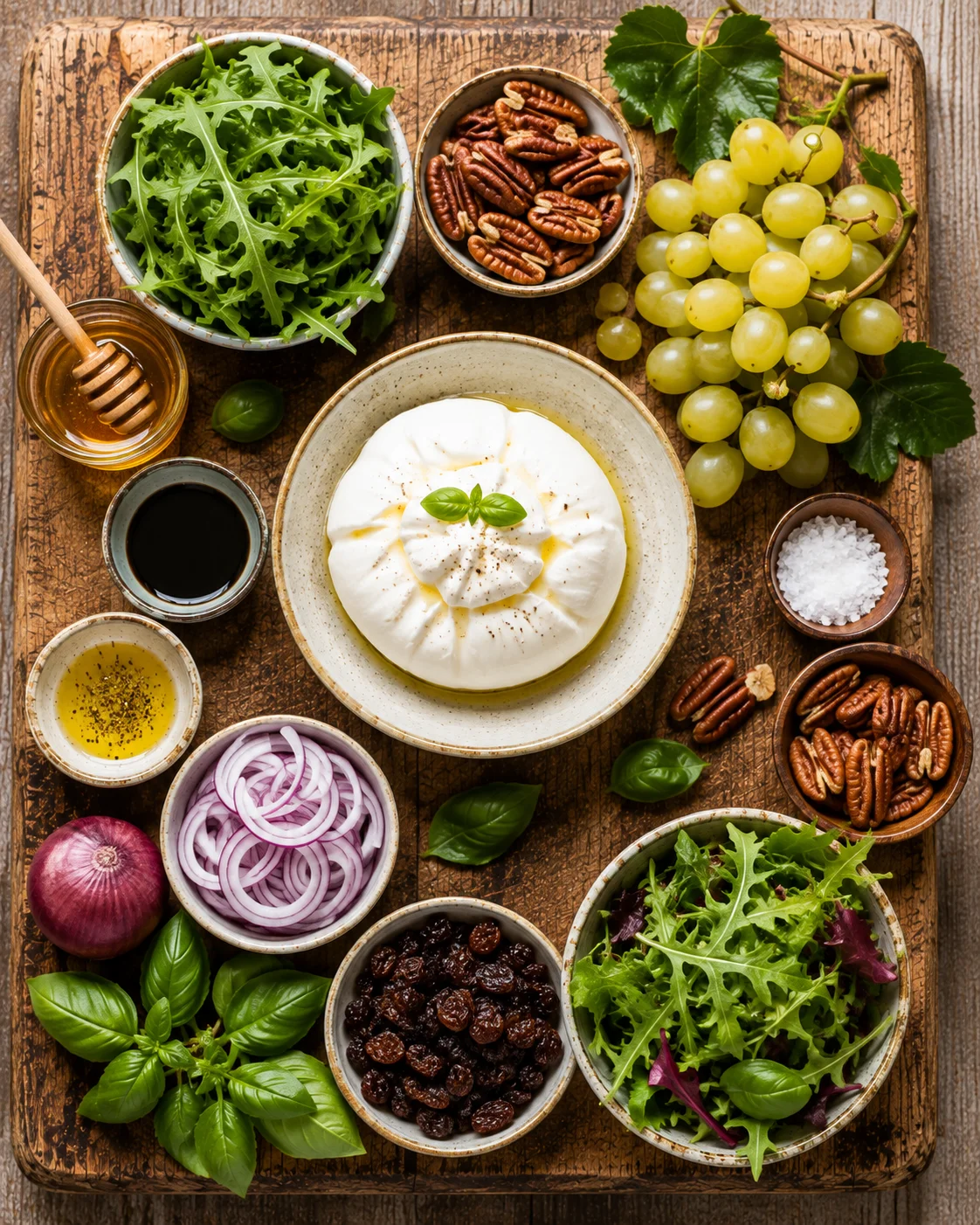 Salade Burrata Raisins Grillés & Noix de Pécan ingrédients