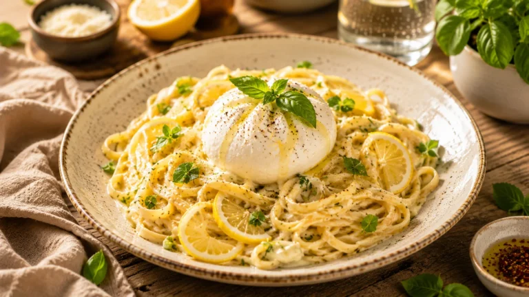 Salade Linguine Crémeuses Citron & Burrata recipe