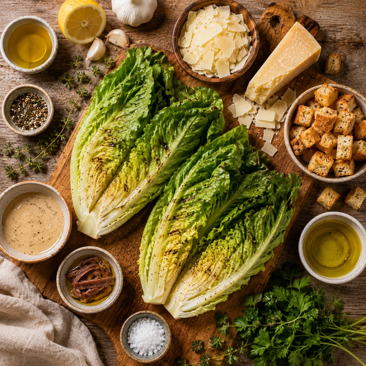 Salade Romaine Grillée Parmesan & Croûtons Dorés ingredients