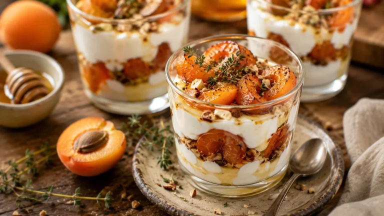 Verrines Abricots Rôtis Yaourt Grec & Miel recipe